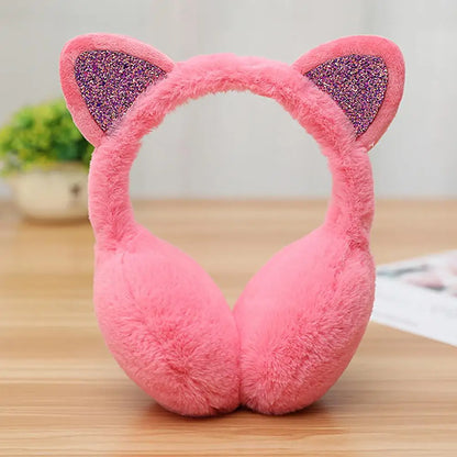 2025 Women Lovely Winter Cats Ear Warmer Shiny Glitter Earmuff Cold Protection Warmer plush cute winter accessories ear muffs