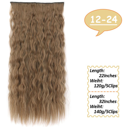 NICESY Synthetic Long Wavy 5 Clips Hair Extensions 22Inch/32Inch Clip On Hair Extensions High Tempreture Fake For Women