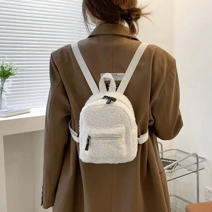 New Fashion Women Mini Backpack Solid Color Corduroy Small Backpacks Simple Casual Student Bookbags Traveling Backpacks Gift