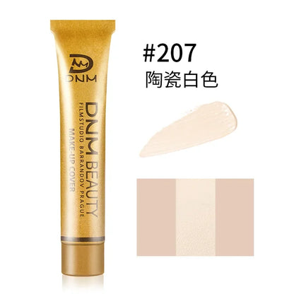 DNM Small Gold Tube Concealer Foundation Balm Covers Acne Scars, Freckle Scars Tattoo Redness Dark Circles Freckle Powder Makeup