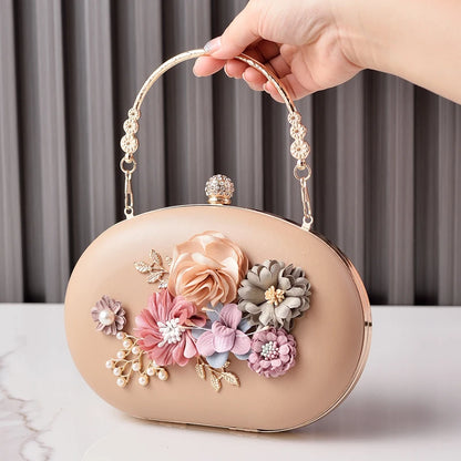 Round White Purses for Woman Flower Luxury Brand Handbag Party Wedding Clutch Female Retro Shoulder Bag for Cell Phone 2025