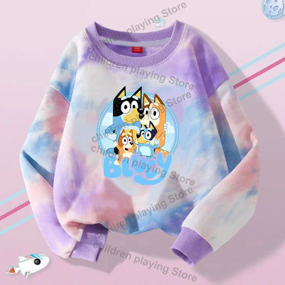 Blueyi Series Kid Pullover Sweatshirts Trendy Long Sleeves Top Bingo Autumn Winter Cartoon Child Clothes Birthday Christmas Gift