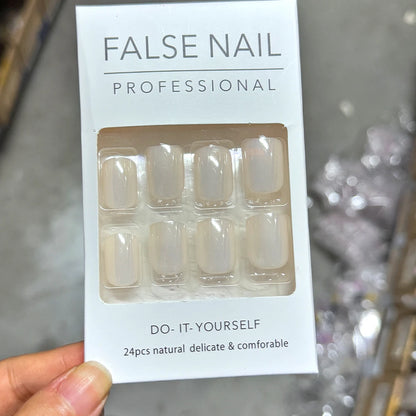 24Pcs Short Christmas Red Cat Eye False Nail Tips Glossy Simple Nude Cat Eye Design Press on nails New Year Wearable Fake Nails*
