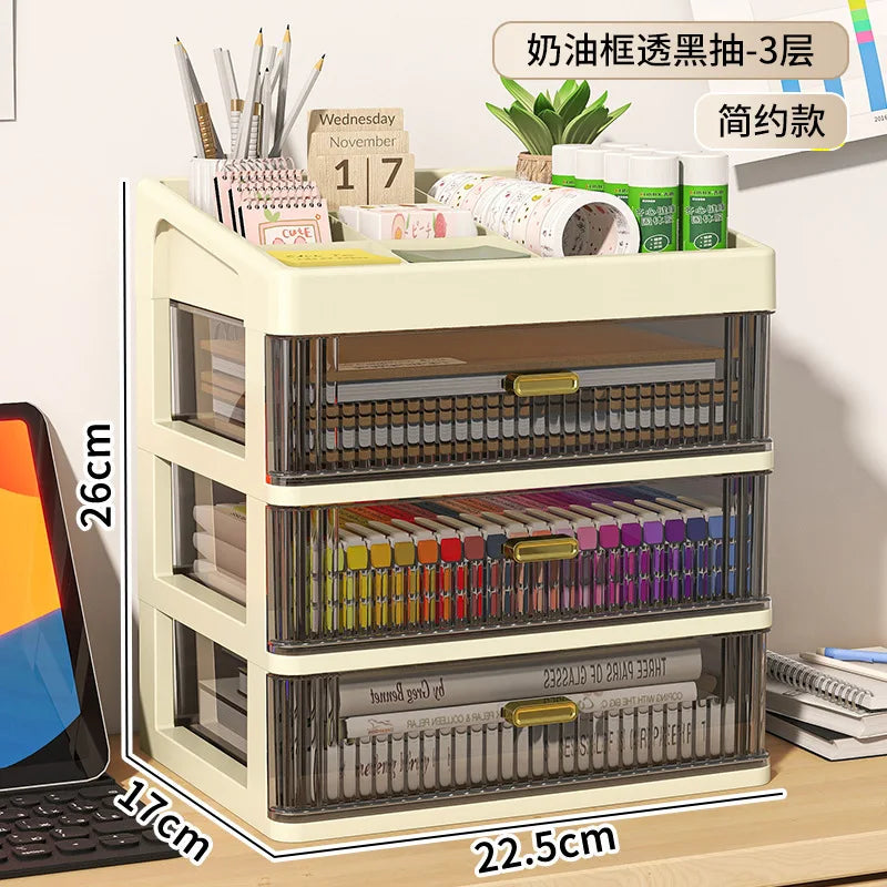 Desktop Organizer Box Multi-Layer Storage for Office Stationery Pencils Student Supplies Bedroom Study Desk Organization