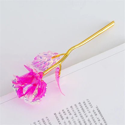 Foil Golden Rose Flower Artificial Flowers 24k Roses Wedding Gift For Guests Home Decor Valentine'S Day Mother'S Day Gifts