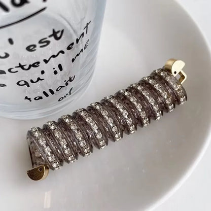 Rhinestone Telephone Line Hair Loop Spiral Coil Rubber Phone Line Hair Loop Elastic Bands High Elastic Head Rope Ponytail Girls