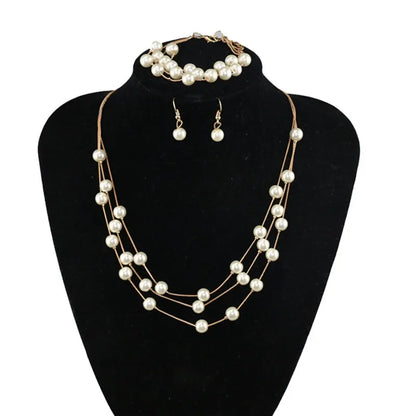 2Pcs/lot Simple Fashion Geometric Zircon Necklace Earrings Kit For Women Wedding Bride Jewelry Set Accessories Gift