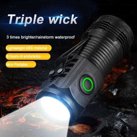 Rechargeable Outdoor Flashlight Portable Strong Light Waterproof Torch for Camping Walking Portable EDC Lighting Lamp