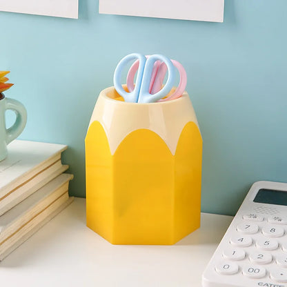 Cute Pencil Holder Desk Organizer Stationery Storage Box   Large Mouth Pen Holder Makeup Brush Organizer Box Office Accessories