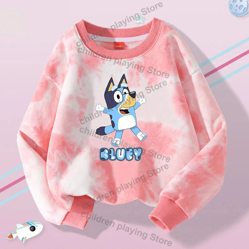 Blueyi Series Kid Pullover Sweatshirts Trendy Long Sleeves Top Bingo Autumn Winter Cartoon Child Clothes Birthday Christmas Gift