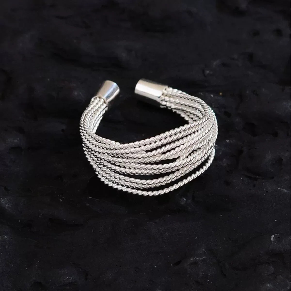 925 Sterling Silver Open Finger Rings For Women Fashion Multilayers Lines Geometric Charm Rings Handmade Exquisite Party Jewelry