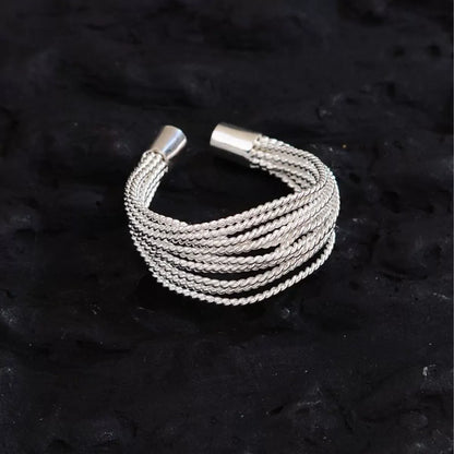 925 Sterling Silver Open Finger Rings For Women Fashion Multilayers Lines Geometric Charm Rings Handmade Exquisite Party Jewelry