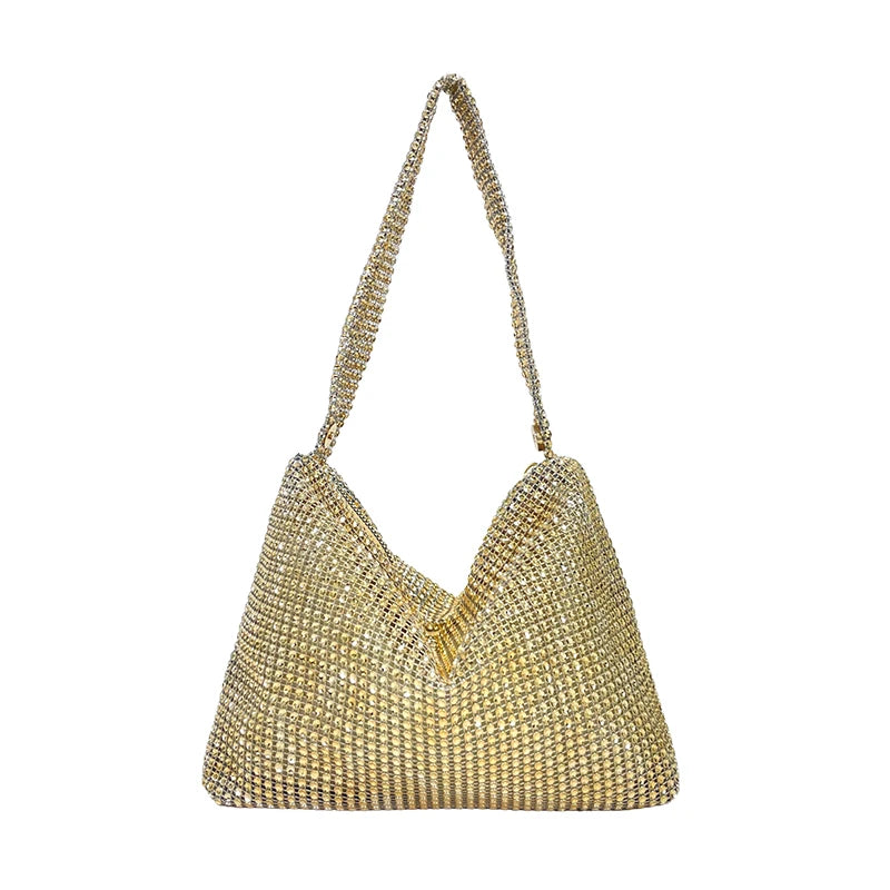 Glitter Evening Dinner Clutch Bag Elegant Women Lady Party Cocktail Wedding Bag Rhinestone Decorated Large Capacity Underarm Bag