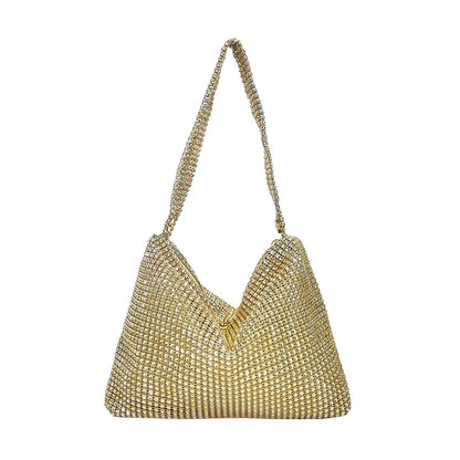 Glitter Evening Dinner Clutch Bag Elegant Women Lady Party Cocktail Wedding Bag Rhinestone Decorated Large Capacity Underarm Bag