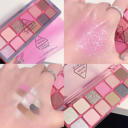Flash Diamond Peach Kumquat Eyeshadow Palette Nude Pink Purple Eye Pearl Glitter Shadows Korean Charming Contour Eyes Make Up