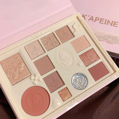 Lace Style 10 Colors Eyeshadow Palette Glitter Highlighter Face Contour Blush Palette Matte Eyeshadow Makeup Waterproof Makeup