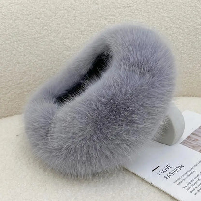 Winter Imitation Fur Thickened Fluffy Headband Faux Fox Fur Thermal Hair Bands Outdoor Windproof Ear Warmer Head Cover Headwear
