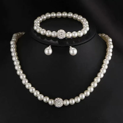 2Pcs/lot Simple Fashion Geometric Zircon Necklace Earrings Kit For Women Wedding Bride Jewelry Set Accessories Gift