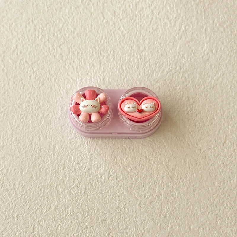 KLASSNUM Portable Cute Cartoon Contact Lens Case Drawer Design Color Contact Lenses Box Container Storage Case Travel Accessory