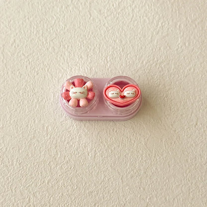 KLASSNUM Portable Cute Cartoon Contact Lens Case Drawer Design Color Contact Lenses Box Container Storage Case Travel Accessory