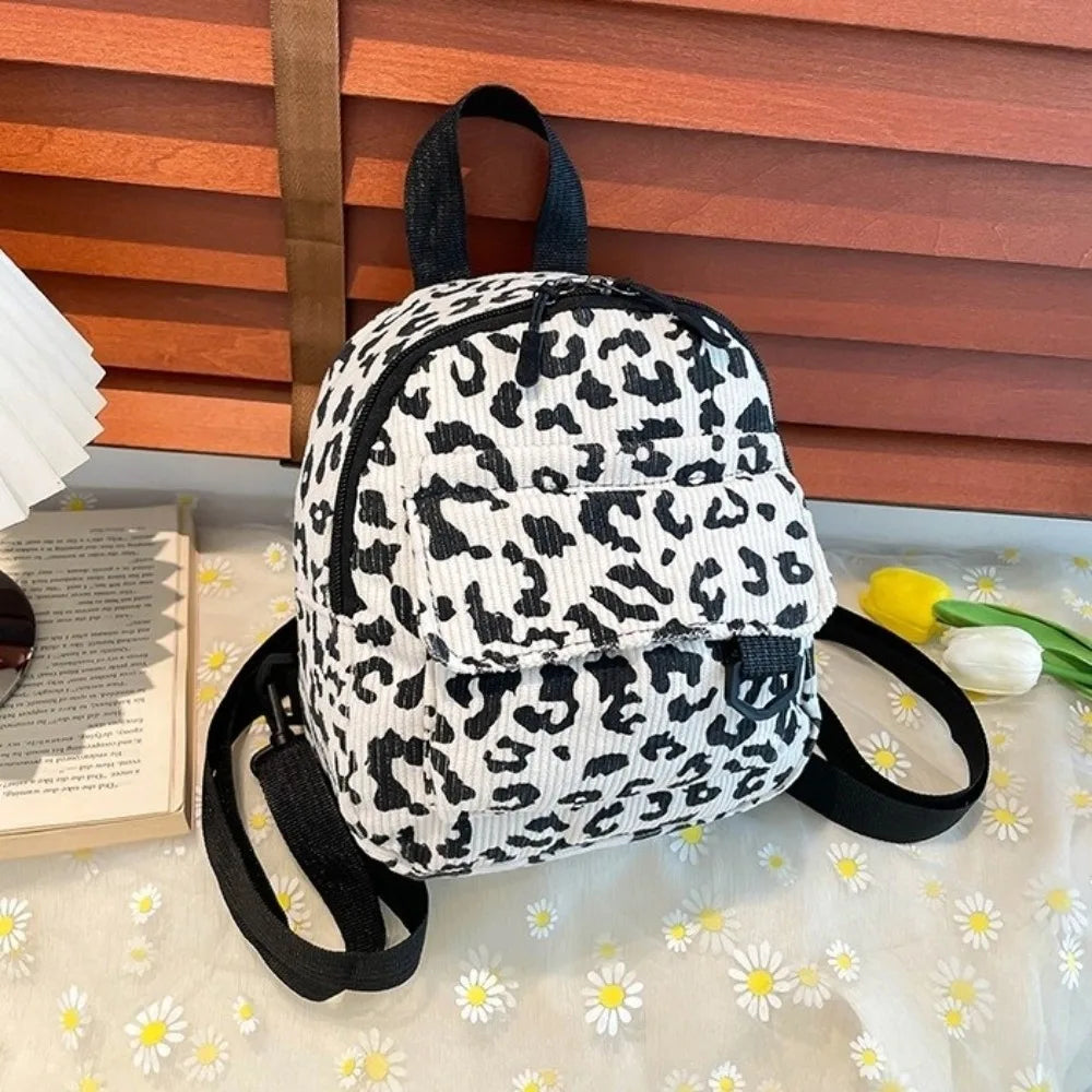 Fashion Vintage Leopard Print Mini Rucksack Bag Large Capacity Travel Backpack Women's Shoulder Bag Lightweight Square Bag