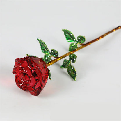 Valentines Day Gift Handcrafted Wedding Gifts Valentines Day Rose Transparent Crystal Glass Rose For Valentine's Day Girlfriend