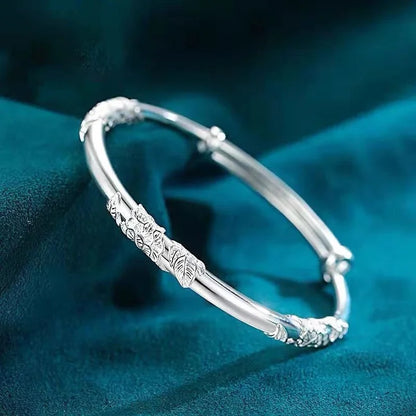 Silver Women's Full-blown Flowers Bracelet Delicate Open Adjustable Bracelet Solid Bracelets Fashion Jewelry Pulseras Hombre