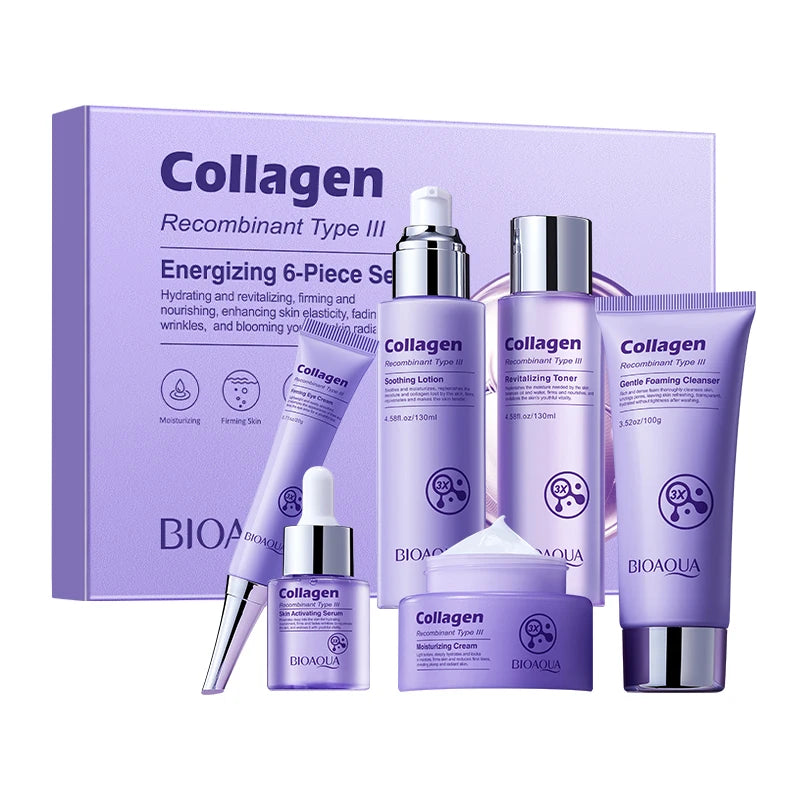 Energizing Collagen 6 Piece Skin Care Set Firming Skin Fade Fine Line Dark Circle Reduction Moisturize Brighten Korean Cosmetics