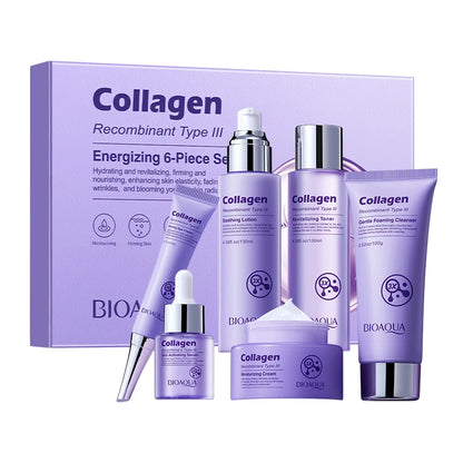 Energizing Collagen 6 Piece Skin Care Set Firming Skin Fade Fine Line Dark Circle Reduction Moisturize Brighten Korean Cosmetics
