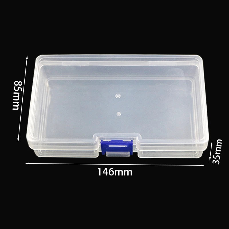 Clear Plastic Jewelry Storage Box Organizer - Empty Rectangle Container for Earrings Beads Rings - 14.6x8.5x3.5cm Portable Case