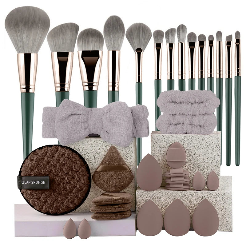 34pcs Makeup Brushes Set 14pcs Travel Portable Foundation Concealer Makeup Brush Professional Liquid Cream Make-up Beauty Tool
