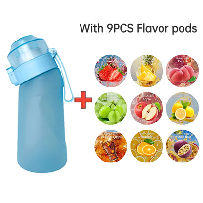 LUSQI 500ML Air Flavored Water Bottle With 9 Flavor Rings Sports Fashion Straw For Outdoor Sports Activities