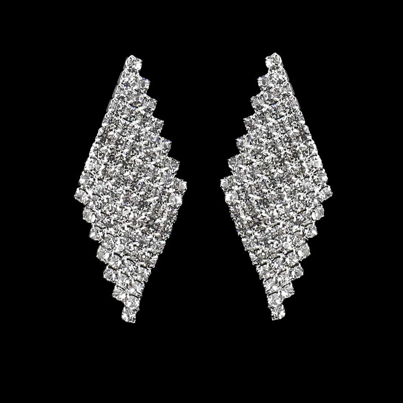 TREAZY Silver Color Rhinestone Sqaure/Round/Heart Stud Earrings For Women Fashion Wedding Prom Jewelry Gifts Femme Brincos