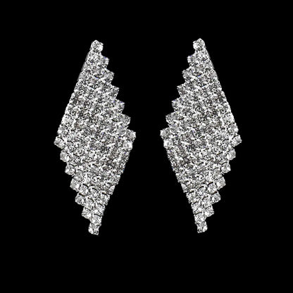 TREAZY Silver Color Rhinestone Sqaure/Round/Heart Stud Earrings For Women Fashion Wedding Prom Jewelry Gifts Femme Brincos