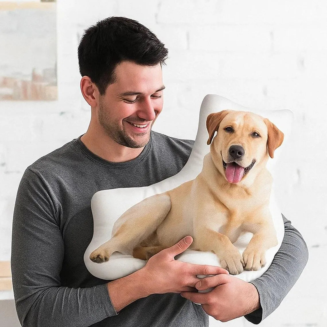 Customized pet pillows as personalized gifts for dog lovers, featuring plush puppy faces and cute soft polyester fiber home deco