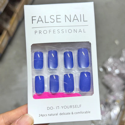 24Pcs Short Christmas Red Cat Eye False Nail Tips Glossy Simple Nude Cat Eye Design Press on nails New Year Wearable Fake Nails*