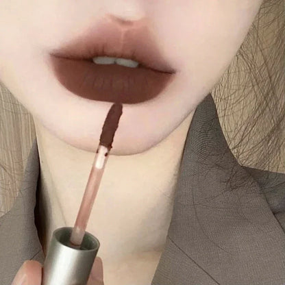 Dark Brown Matte Velvet Lip Gloss Waterproof Liquid Lipstick Nude Brown Lips Tint Mud Makeup Latte Coffee Lip Glaze Cosmetics