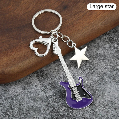 1Piece Y2K Guitar Cat Key Chain For Men Women Pentagram Bow Pendant Fashion Rock Punk Bag Accessories Gift