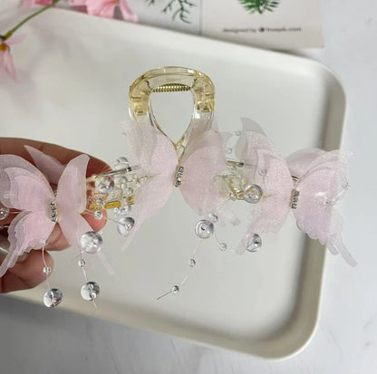 New Butterfly Large Hair Claw for Thick Hair Claws Crab Women Sweet Pink Hairpin Ponytail Hair Clip Claw Accessories
