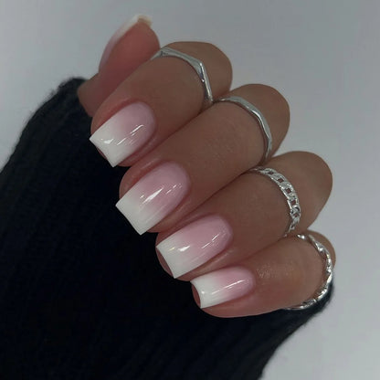 24Pcs Ballerina Fake Nails with Glue Solid Color Acrylic Press on Nails Glossy Gradient Full Cover Wearable Nail Manicure Tips