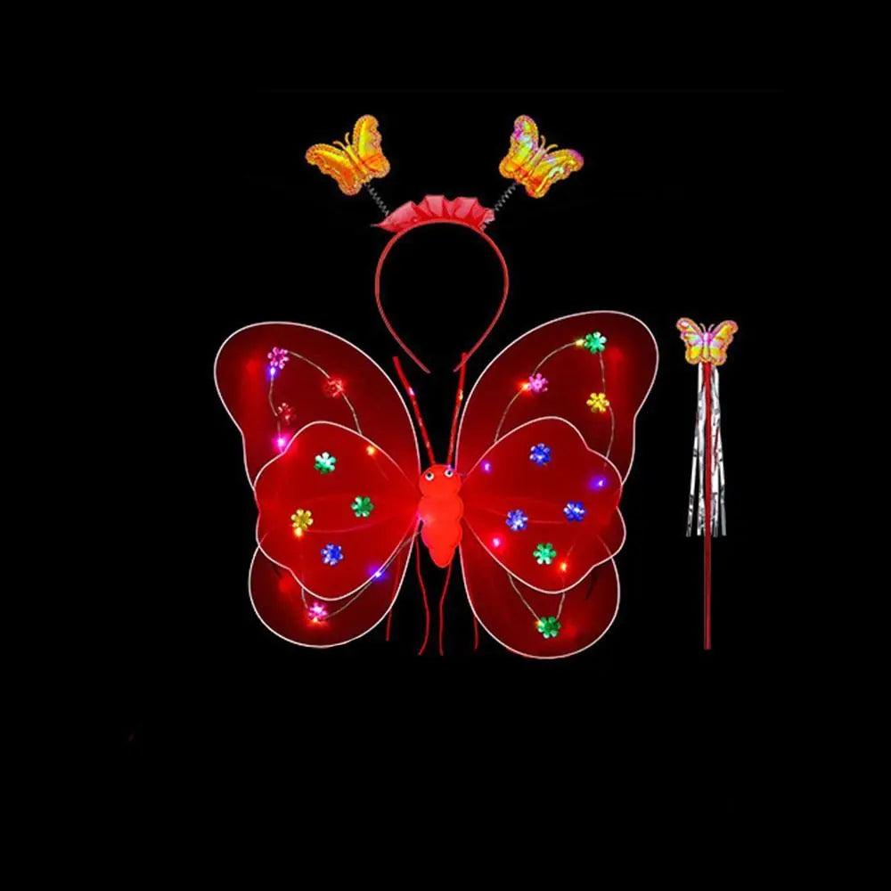 Luminous Wings Flashing Butterfly Skirt Lights Suit LED Children Costume Props Girls Skirts Angel 2-8year Easter Valentines Day