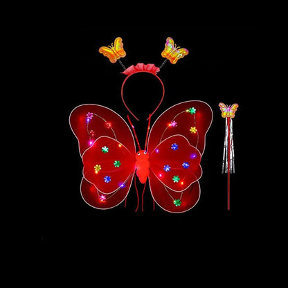 Luminous Wings Flashing Butterfly Skirt Lights Suit LED Children Costume Props Girls Skirts Angel 2-8year Easter Valentines Day