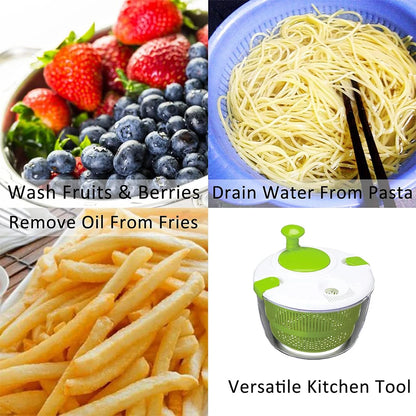 LMETJMA 5 L  Large Salad Spinner Vegetable Washer Dryer Drainer Strainer with Bowl Colander Multi-Use Lettuce Spinner JT252