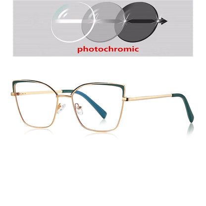 0 -0.5 -0.75 To -6.0 Pink Gold Frame Cat Eye Minus Myopia Glasses Women 1.56 Aspheric Anti Blue Light Prescription Spectacles