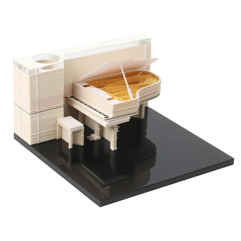 Omoshiroi Block 3D Notepad Cubes 160Sheets Diy House 3D Memo Pad Led Light Sticky Notes Paper Notes Stationery Christmas Gifts