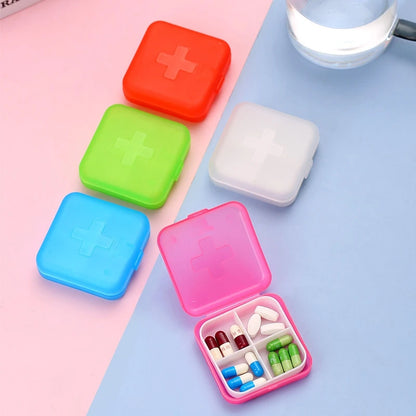4 Grids Pills Box Plastic Storage Box Weekly Pill Organizer Travel Medicine Container Waterproof Boxes Vitamin Holder
