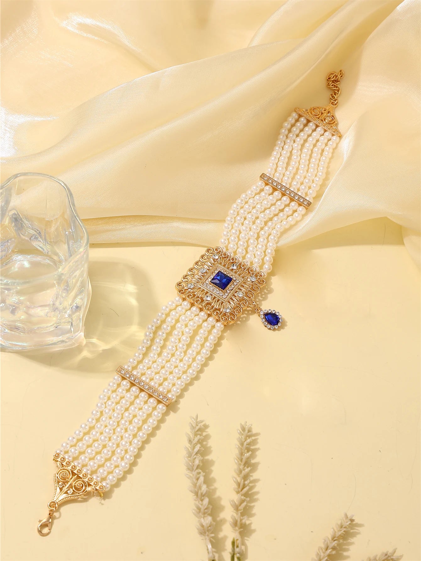 Moroccan Women's Pearl Jewelry Set Luxurious Vintage Style Necklace Earrings, Bridal Wedding Party Accessories