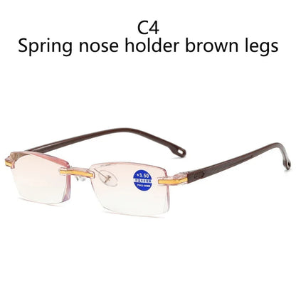 Diopter +1.0 +1.5 +2.0 +2.5 +3.5 +4.0 Frameless Anti-blue Light Reading Glasses Women Men Ladies Presbyopia Eyewear Frames
