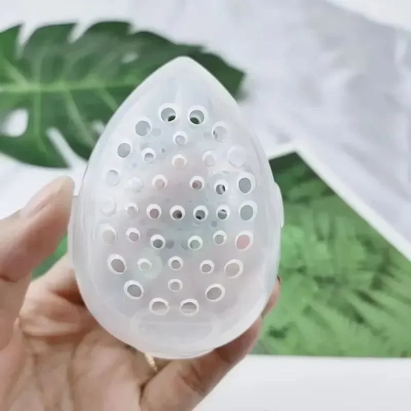 Portable Cosmetic Egg Stand Storage Box Beauty Makeup Sponge Storage Case Puff Holder Empty Cosmetic Transparent Elliptic Box