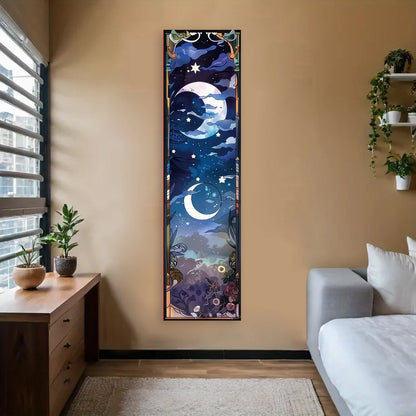 Landscape Vertical Banner Sun And Moon Tapestry Tree of Life Floral Starry Night Wall Decoration Aesthetic Tapestry Home Decor